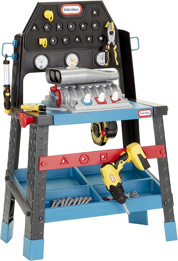 Little Tikes 2-in-1 Buildin' to Learn Motor/Wood Shop Auto and Wood Workshop with 50+ Realistic Accessories Kids 3+