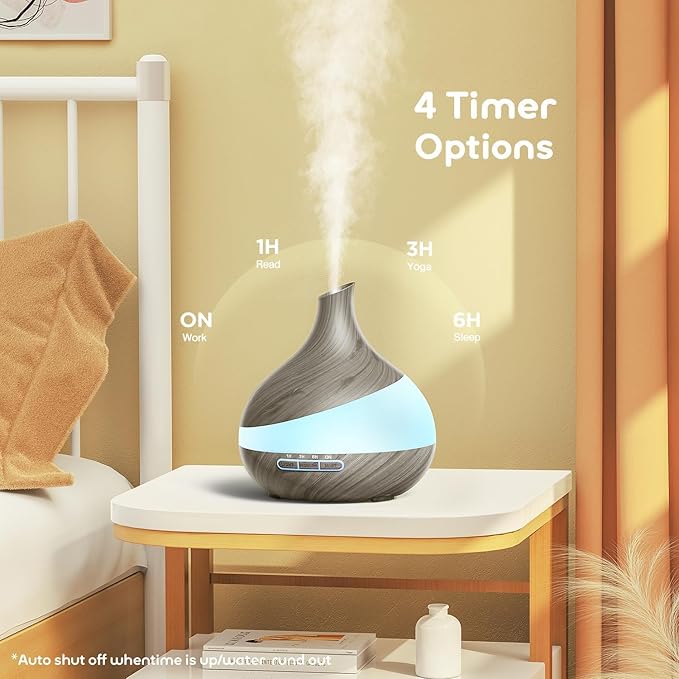 HJTHJT Essential Oil Diffuser for Home, 500ml Aromatherapy Diffuser:14-Color LED, Dual Mist Modes, Ultrasonic, Remote Control, Quiet Humidifier