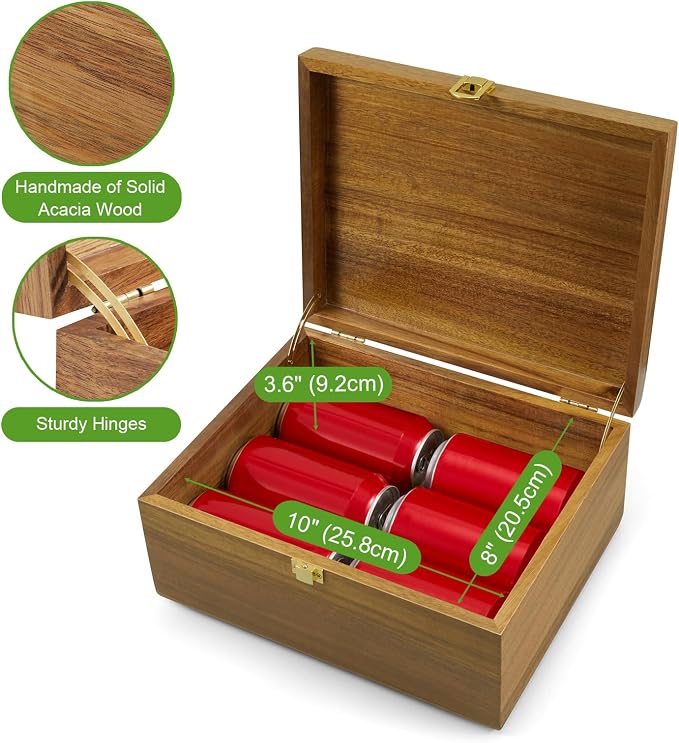 DRASTAR Wooden Keepsake Box, Large Acacia Storage Memory Box with a Hinged Lid for Crafts and Photo Storage