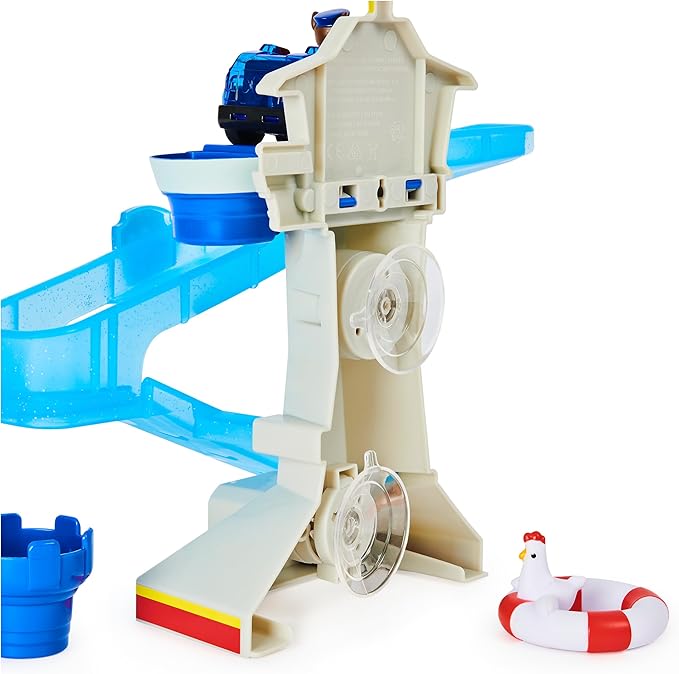 Paw Patrol, Adventure Bay Bath Playset with Light-up Chase Vehicle, Bath Toy for Kids Aged 3 and up