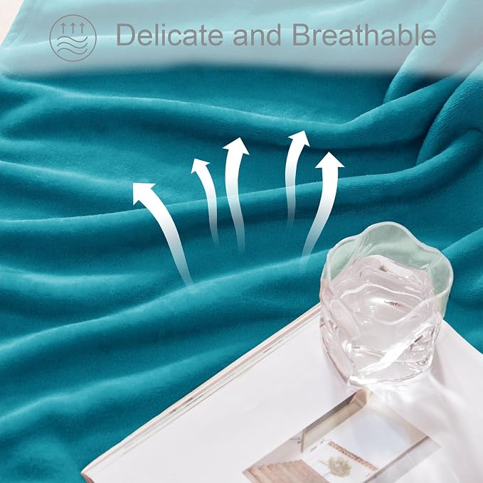 Exclusivo Mezcla Soft Large Fleece Throw Blanket for Couch, Teal | 50x70 Inches, Double-Sided Brushed Flannel, Lightweight Plush Cozy Blanket for Home Decor, All Season, Machine Washable
