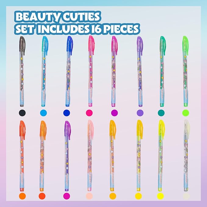 Townley Girl Mermaid 16 Piece Glitter Pen Body Art Set, Glittery and Bright Colors, Ages 3+