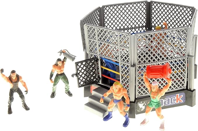 PowerTRC 2 Pack 32 Pcs Wrestling Toys for Kids, Wrestler Play Set with 2 Wrestle Rings Style, 12 Super Wrestlers, Many Realistic Accessories, Toy Figures Cake Topper Birthday Party Decoration Gift