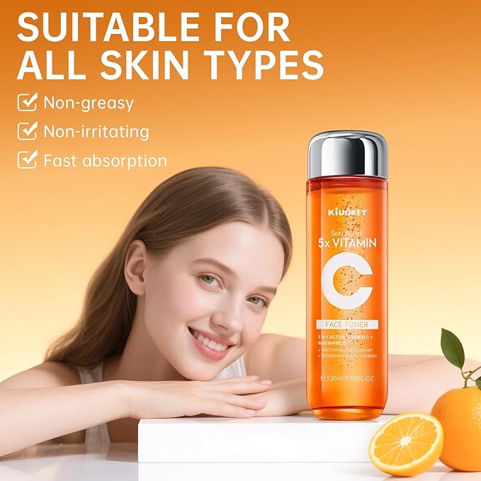 Vitamin C Toner for Face 2PCS - 5X Vitamin C Toner with Niacinamide & Hyaluronic Acid Deep Hydration & Improves Skin Tone - Korean Skin Care for All Skin Types