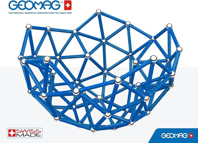 Geomag Masterbox Magnetic Toys for Kids Ages 8+, 248pc Blue Educational STEM Magnets for Kids - Swiss-Made Magnetic Blocks, Tiles and Building Toys from 100% Recycled Plastic