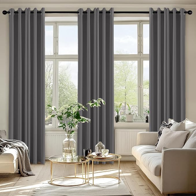 MIULEE Blackout Curtains for Bedroom 2 Panels 40 x 84 Inch Long Gray | Thermal Insulated, Living Room Darkening Grommet Drapes, Noise Reducing, Light Blocking Window Treatments