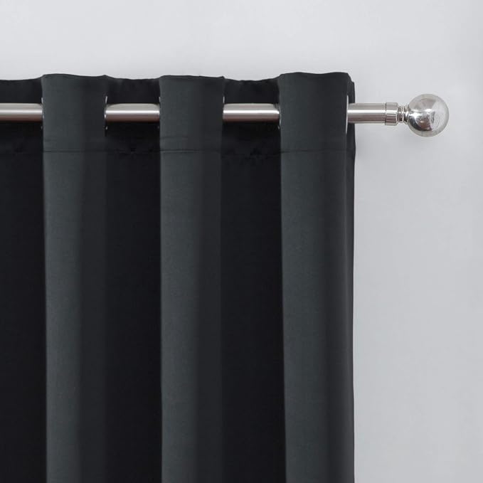 LEMOMO Blackout Curtains 52 x 108 inch/Black Curtains Set of 2 Panels/Thermal Insulated Room Darkening Bedroom Curtains