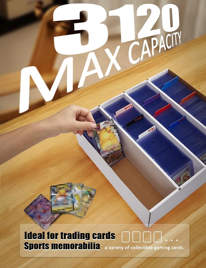 8 Pack Cardboard Card Storage Box 3120 Count Bulk Card Storage White Sports Card Boxes