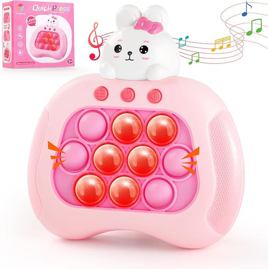 Bunny Pop Push Game,Sensory Pop Fidget Toys for Kids with Autism,Handheld Puzzle Game Sensory Toys,Bunny Quick Push Light Up Game Gifts for 3-12 Year Old Girls Boys