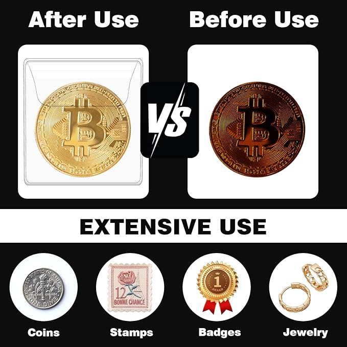 Mabor 25Pcs Coin Sleeves 2.1 x 2.1 Inches Clear Coin Protectors Single Pocket Small Pouches for Coin Storage Individual Plastic Coin Holders for Coin Currency Bills Collectors