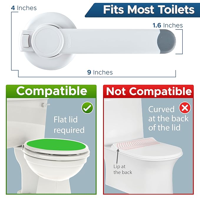 Baby Toilet Lock (3 Pack) Ideal Baby Proof Toilet Lid Lock with Arm – No Tools Needed Easy Installation with 3M Adhesive – Top Safety Toilet Seat Lock – Fits Most Toilets – White
