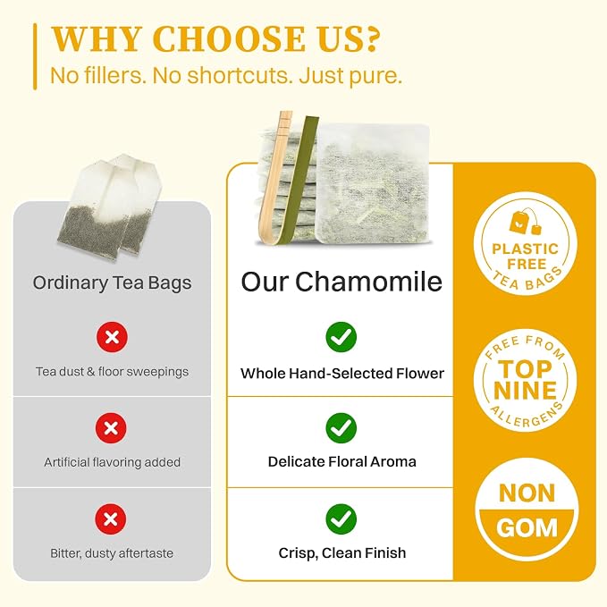 SKMTT Chamomile Tea Bags, 60 Count (2g/bag) | Premium Chamomile Flower, Herbal Tea for Relaxation, Caffeine Free & Non-GMO, No Additives