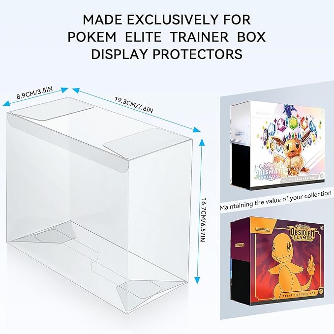 【10 Pcs】 PKMN ETB-Protector Case, Elite Trainer Box Protector, ETB-Box Plastic Display Case-Compatible with Elite Trainer Boxes, Scratch-Resistant Material