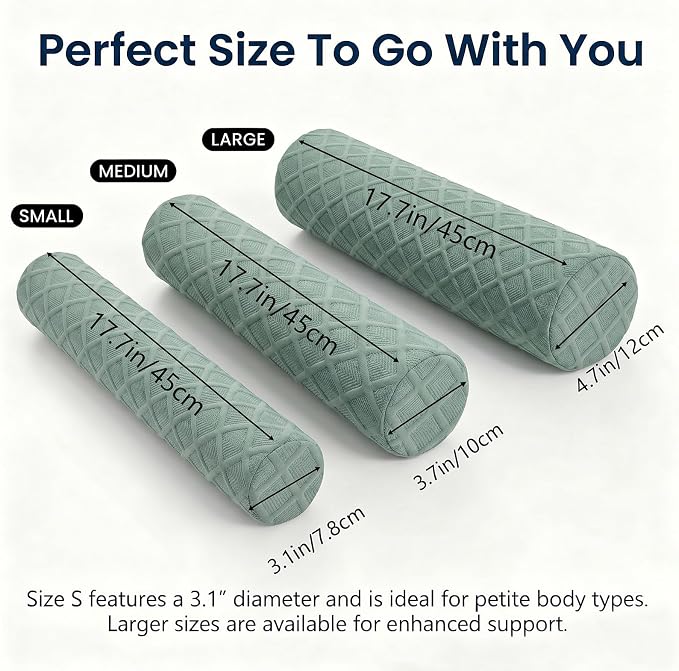 4.7" Neck roll Pillow,Small Round Circle Pillow Cylinder Pillows | Cervical Memory Foam Neck Support Pillows,for Sleeping,Head，Neck,Bed，Back,and Legs Round Neck Support and Yoga Pain Relief