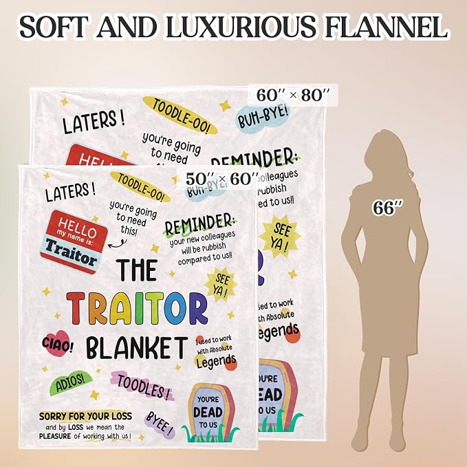 Coworker Leaving Gifts for Women, Farewell Gifts for Coworkers | Goodbye&Going Away Gifts for Coworkers, Leaving Job Gift for Employee Colleague Boss Work Besties - Traitor Blanket 60" X 50"