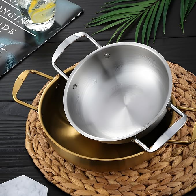 Ramen Pot, Stainless Steel Korean Ramen Cooking Pot Cookware Noodle Pot Stockpot Soup Pot for Pasta Egg (8.6in/22cm)