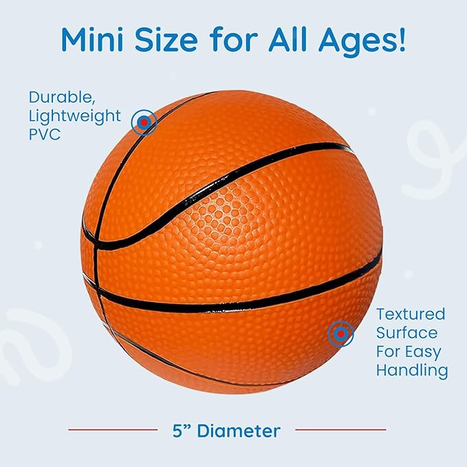 Botabee 5-Inch Mini Basketball Balls Set of 3 - Ideally Sized for Boys, Toddlers - Indoor and Outdoor Pool Basketball for Mini Hoops - Exciting Over The Door Ball Games - Orange and Black