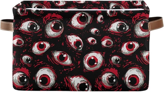 Aslsiy Storage Basket Red Eyes Halloween Nursery Bins Baby Box Canvas Clothes Shelf Basket Laundry Hampers 1 Pcs