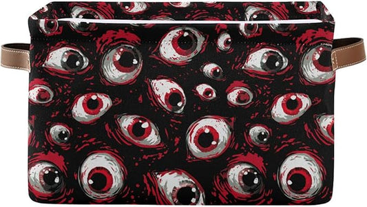 Aslsiy Storage Basket Red Eyes Halloween Nursery Bins Baby Box Canvas Clothes Shelf Basket Laundry Hampers 1 Pcs
