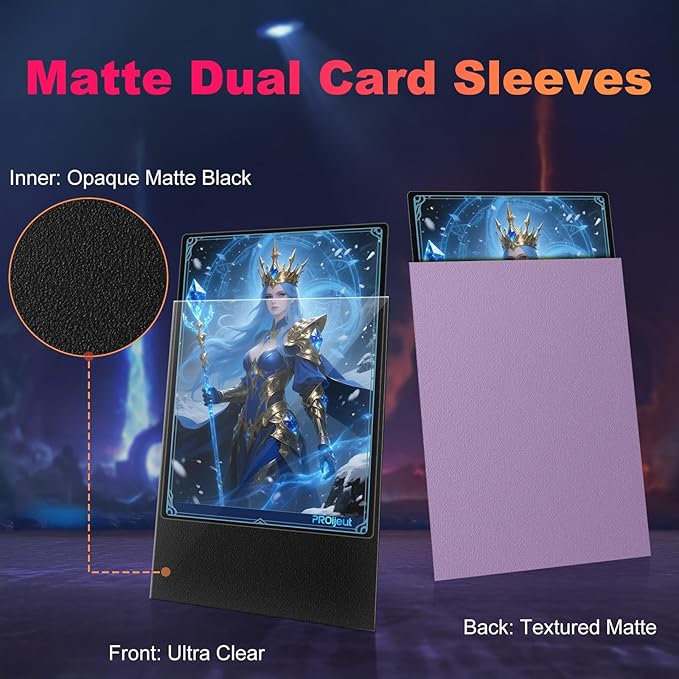 200 Pack Card Sleeves, Matte Dual Trading Card Sleeves with Opaque Back & Smooth Shuffle, Tear Resistant Card Protectors for MTG, TCG and Game Cards (Orchid Purple)