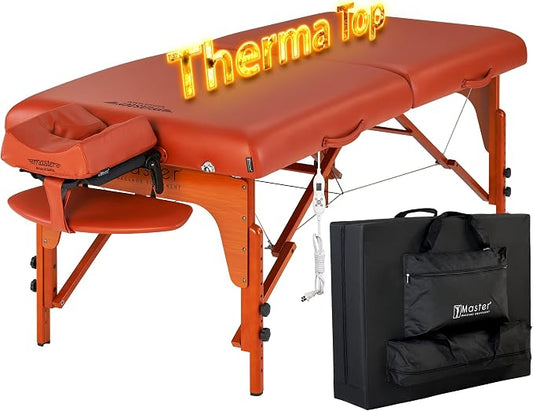 Master Massage 31" Santana Therma Top Portable Massage Table Package (Built in Heating Pads)- Esthetician Bed- Folding Massage Table with Heated Top