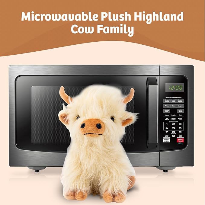 MARYSUN Microwavable Highland Cow Stuffed Animal - Weighted Stuffed Animal Plush, Heating Pad, Cozy Gift for Girls|Women|Kids|Elderly People
