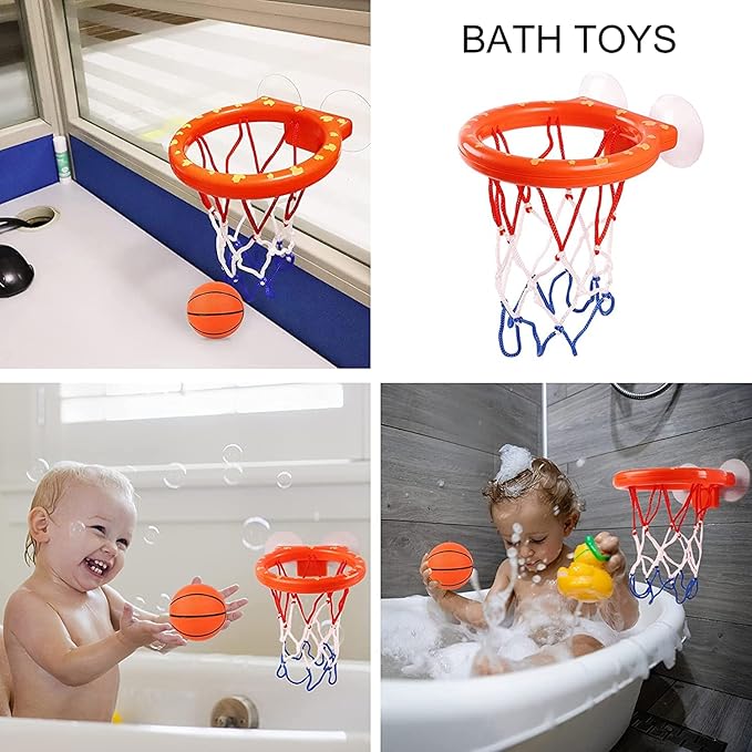 Cyfie Bathroom Basketball Hoop Toddler, 2Pack Basketball Hoop Mini for Bathroom Bedroom, Fun Bathtub Bath Toys with 8 Balls for Kids Girls Boys