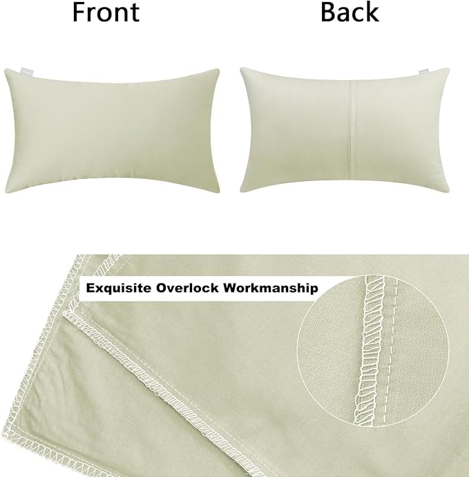 Thmyo 4-Pack 100% Cotton Christmas/Halloween Lumbar Comfortable Solid Decorative Throw Pillow Case Rectangle Cushion Cover Pillowcase Blank Pillow Covers DIY Throw Pillowcase(12x20inch/30x50cm,Beige)