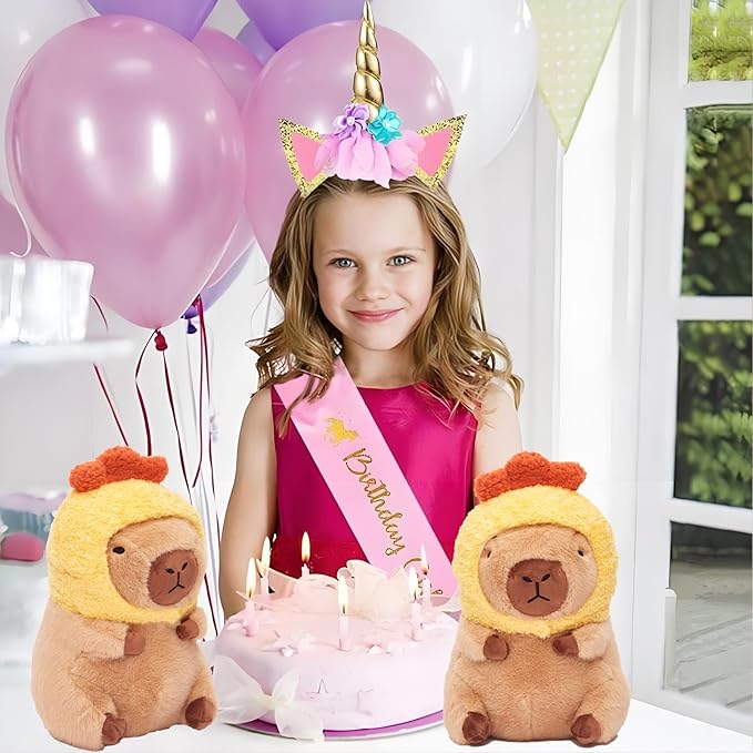Cute Capybara Plush Pillow with Wearable Pumpkin Hat Plush Toys Children's Gift, Brown (11.8 Inches)