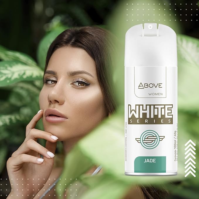 ABOVE White Series Body Spray, Jade, 4 pcs - Deodorant Spray - Masks Perspiration Odors - Long-Lasting Dry Spray - Paraben-Free - Cruelty-Free 2.12 oz each