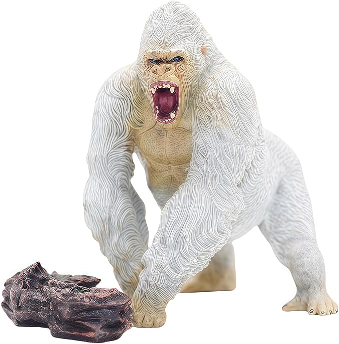 Gorilla Toys with Realistic Rock Action Figure Rampage Gorilla Fight Mode Gorilla Ape Solid Wild Animal Figurines for Role Playing Story Telling Toy and Christmas Birthday Gift for Kids