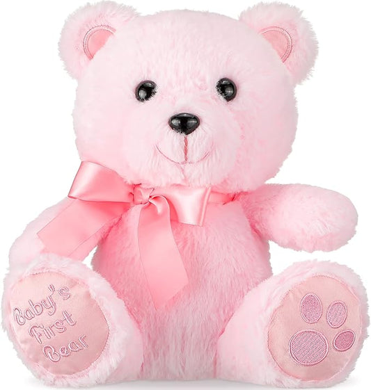 Chalyna 10 Inch Bear Animal Gift First Bear Baby Shower Plush Toy Stuffed for Shower Wedding Birthday Christmas Favor(Pink)