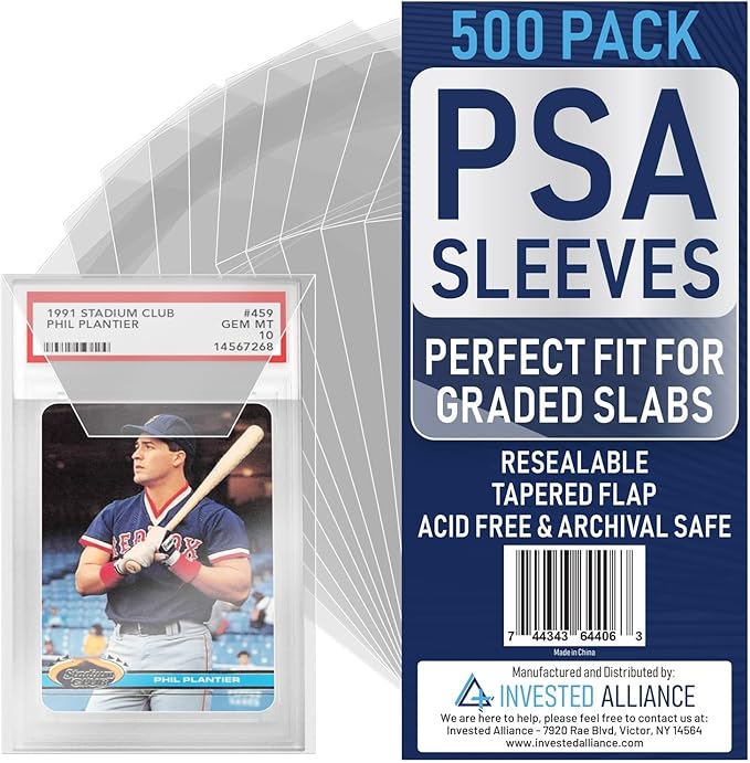 Invested Alliance PSA Slab Sleeves for Graded Cards | PSA Exact Fit Graded Card Sleeves, Resealable Slab Protector for TCG Collectors - Sports, Trading & Gaming.