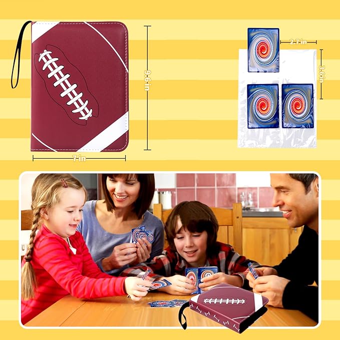 Jravkfi 4 Pocket Trading Card Binder,400 Pockets Trading Card Collection Book with Sleevese,3-ring Zipper Sports Card Album with 50 Removable Double-Sided Card Holder (Brown)