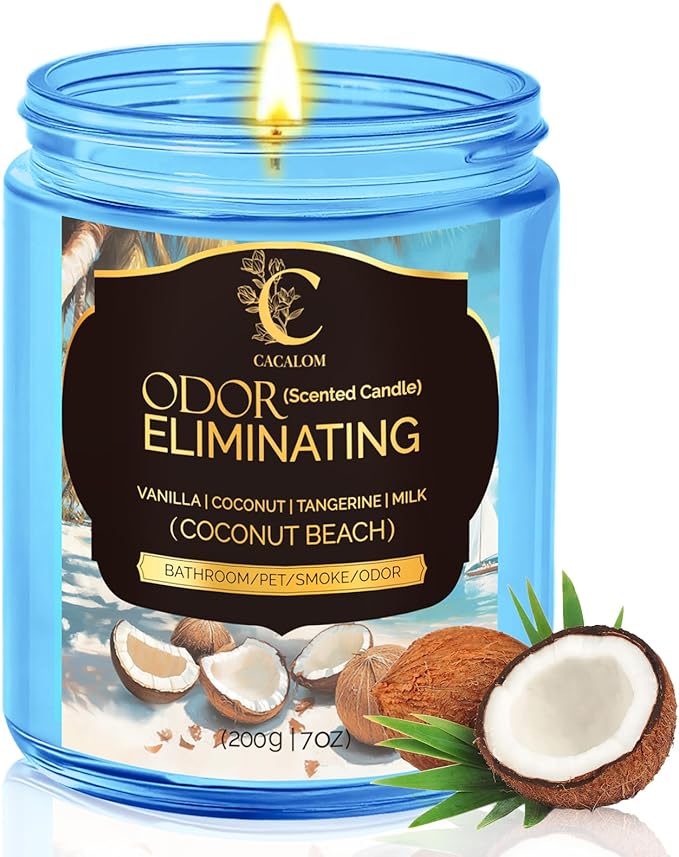 Coconut Odor Eliminating Candles, Pet Scented Candles for Home, Single Wick Soy Candle Gifts for Women, Men, Ideal for Creating Relaxing Atmosphere, Over 50 Hours of Burn Time