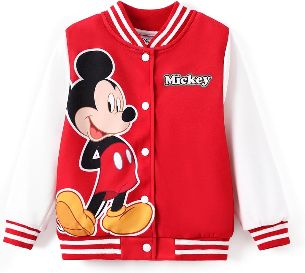 Disney Minnie Mickey Stitch Princess Frozen Marvel Jacket Lightweight Coat Button up Color Block Sweatshirt Sizes 2-14 Years