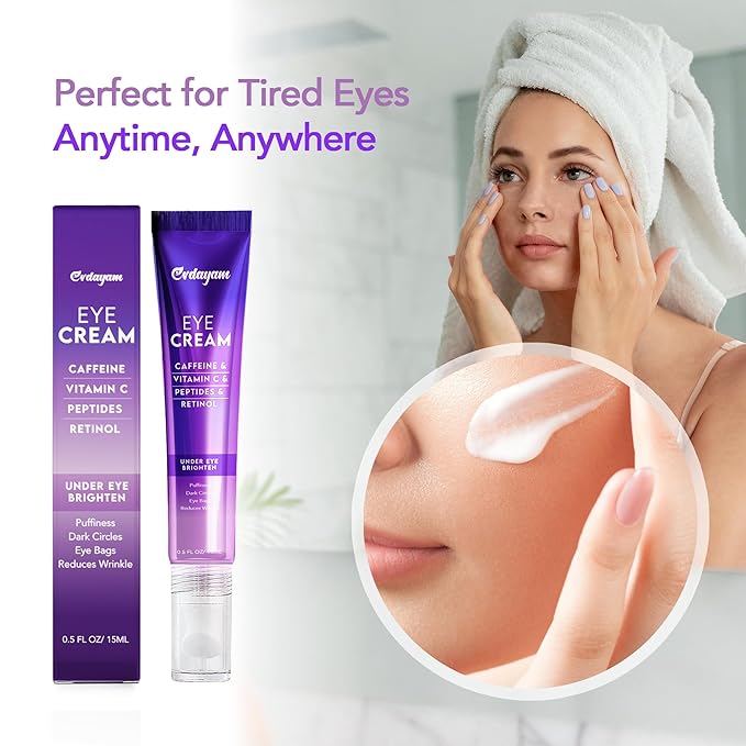 Caffeine Eye Cream- Under Eye Brightener Retinol Eye Cream For Dark Circles Puffiness Wrinkles- puffy eyes treatment for women (15g)