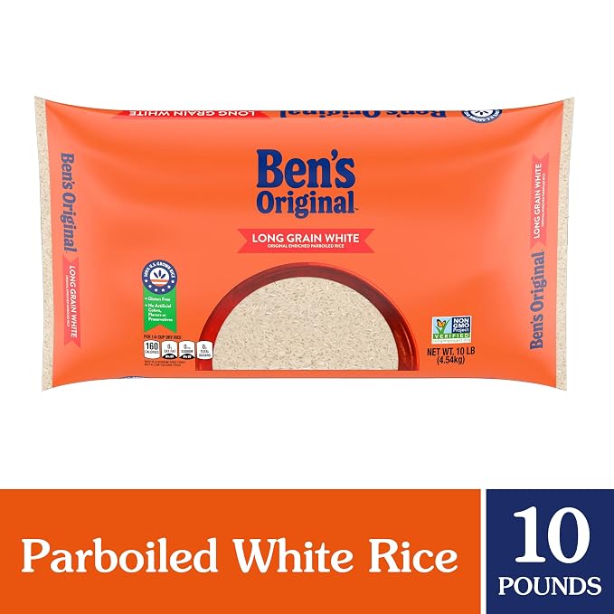 BEN'S ORIGINAL Enriched Long Grain White Rice, Parboiled Rice, 10 lb Bag