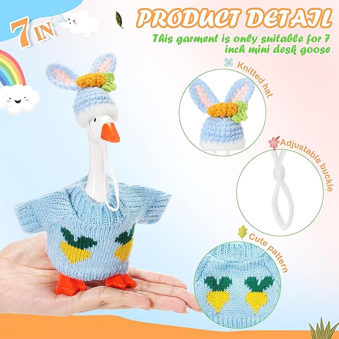 4 Set 7 Inch Mini Desk Goose Knitted Outfits Magnetic Goose Key Holder Multiple Colors Clothes for Magnetic Duck Statue Desk Key Holder Decor(Fresh)