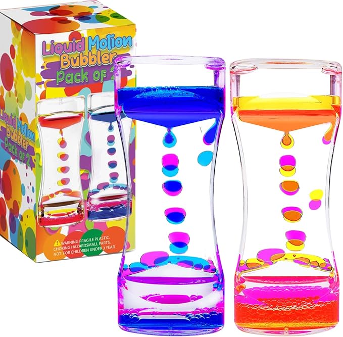 YUE MOTION Liquid Motion Bubbler Visual Sensory Toys, Liquid Timer– New Big Calming Sensory Bubbler Toy- Colorful Liquid Hourhlass for Stocking Stuffers, Novelty Gifts