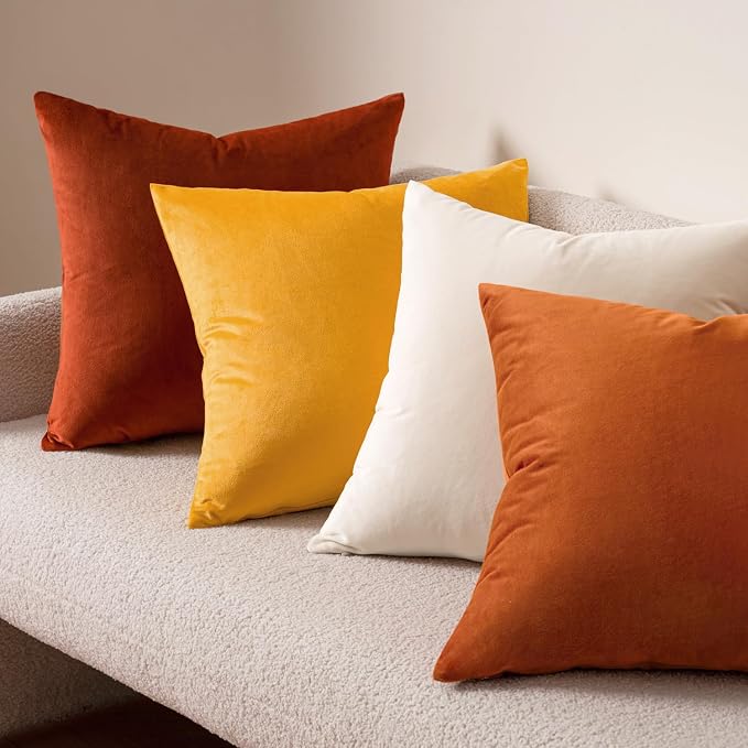 MIULEE Velvet Throw Pillow Covers 20x20 Inch Pack of 2 Gold | Soft Solid Decorative Pillow Covers, Modern Luxury Home Decor, for Couch Chair Sofa Bedroom Livingroom