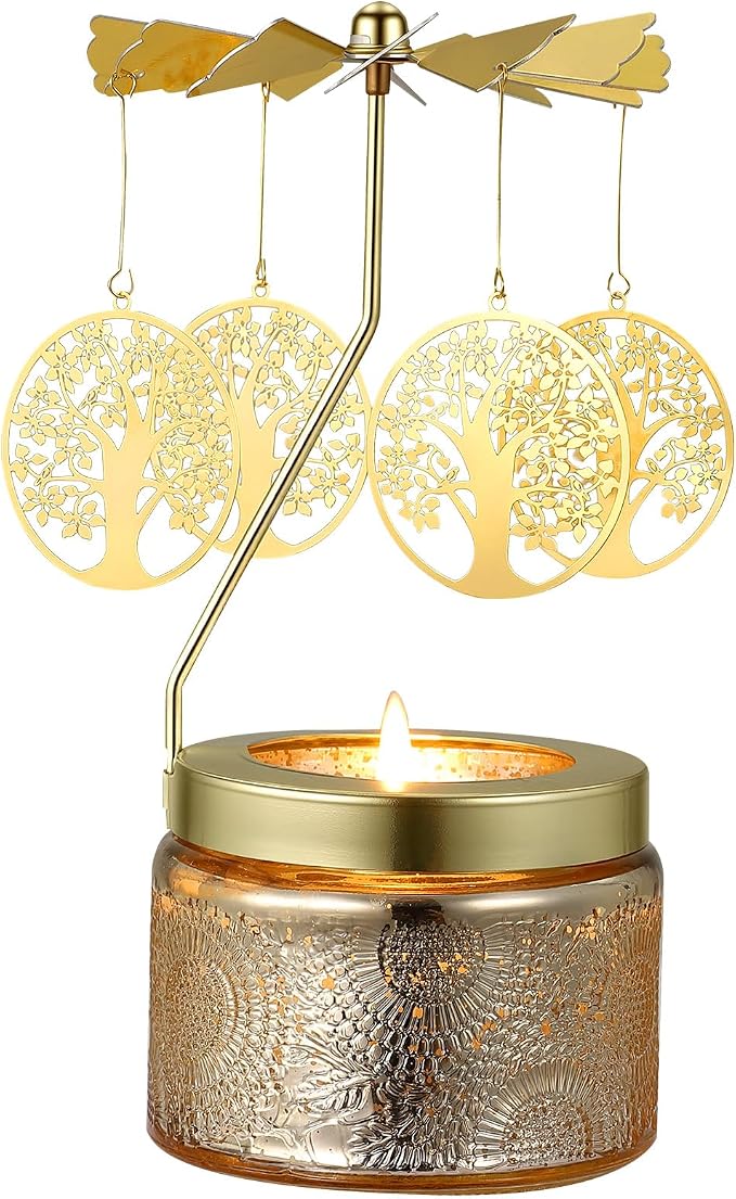 Tree of Life Rotating Candle, Gifts for Women Mom Daughter Sister Wife | Birthday Gifts for Women Friendship, Unique Scented Candle Gift for Christmas Anniversary Mothers Day