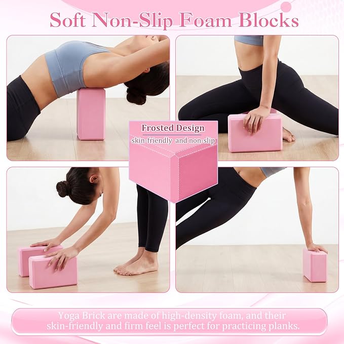 Pilates Set with 2 Yoga Exercise Balls (25.6”&9.8”), Yoga Block, Stretch Strap & Foot Pump, Stability Fitness Ball Kit for Home Gym Equipment Workout Pregnancy Physical Therapy