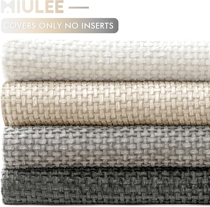 MIULEE Soft Decorative Chenille Pillow Covers Gray 20x20 Pack of 4 | Minimalist Home Decor, Layered Gray Collection, Couch Throw Pillows, Farmhouse Boho Cushion Covers for Sofa Bed Living Room