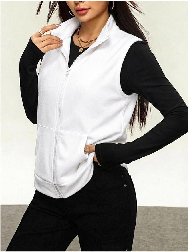 SOLY HUX Womens Zip Up Lightweight Vests Jackets Scrubs with Pockets | Casual, Sleeveless, Spring, Summer
