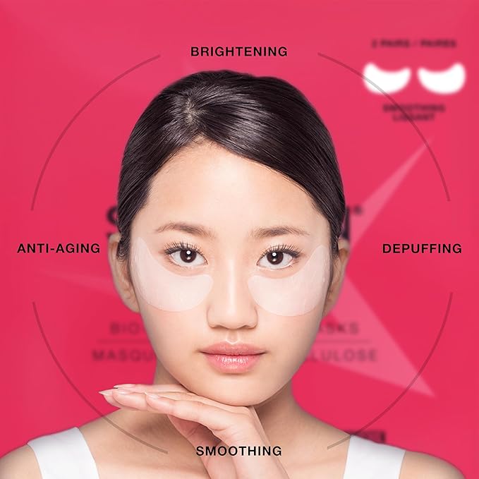 STARSKIN Eye Catcher 2 Pairs, Bio-Cellulose Under Eye Patches, for Dark Circles, Wrinkles, Eye Bags & Puffy Eyes, Brightening & Refining Under Eye Treatment, Korean Skincare