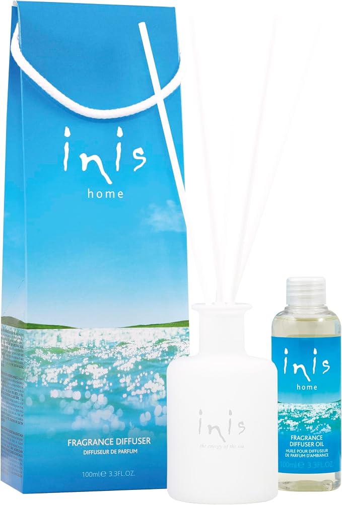 Inis the Energy of the Sea - Reed Diffuser Set with Fragrance Oil | Glass Bottle and Fibre Reeds, Clean Ocean Fresh Aquatic Home Fragrance for Living Room, Bathroom and Bedroom