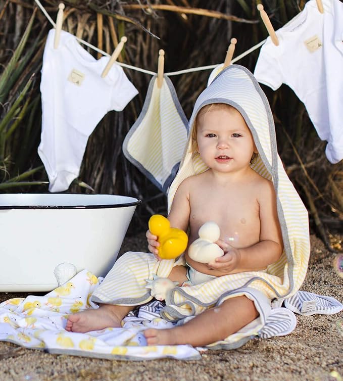 Burt's Bees Baby Infant Hooded Towels, Organic Cotton, Unisex Bath Essentials, Nursery Towel with Hood Set, 29 x 29 in, 2-Pack