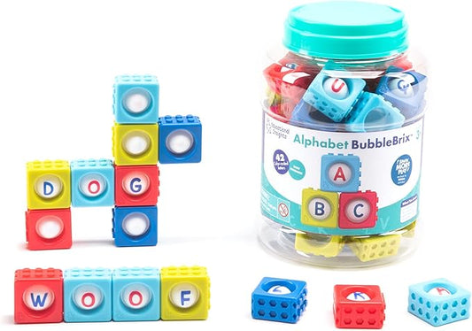Educational Insights Alphabet BubbleBrix - ABC Learning Toys for Toddlers, Preschool Letter Recognition Blocks, Alphabet Pop It & Fine Motor Manipulatives, Classroom Activities for Kids Ages 3+