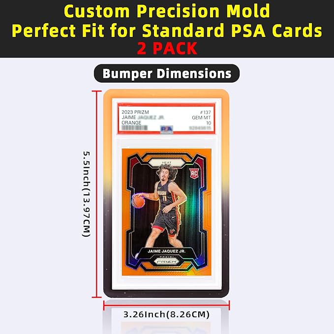 NAKIS Slab Guard for PSA Graded Cards, 2-Pack TPU Slab Protector Graded Guard Bumper Guard for PSA Graded Card Only, Gradient Color Glitter Limited Edition, Yellow-Black